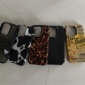 Assorted Protective iPhone 14 Pro Cases - Black, White, Tortoiseshell, Yellow